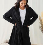 Lichte damesbadjas in jersey katoen – kimonomodel met riem